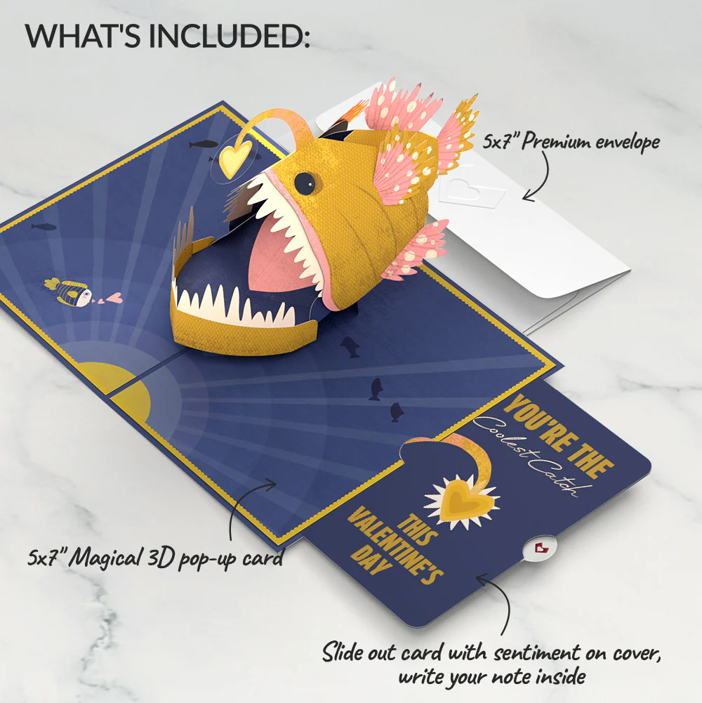 You Are My Sunshine Anglerfish Valentine Pop-Up Card and Angler Glow Sentiment Set - Image 2