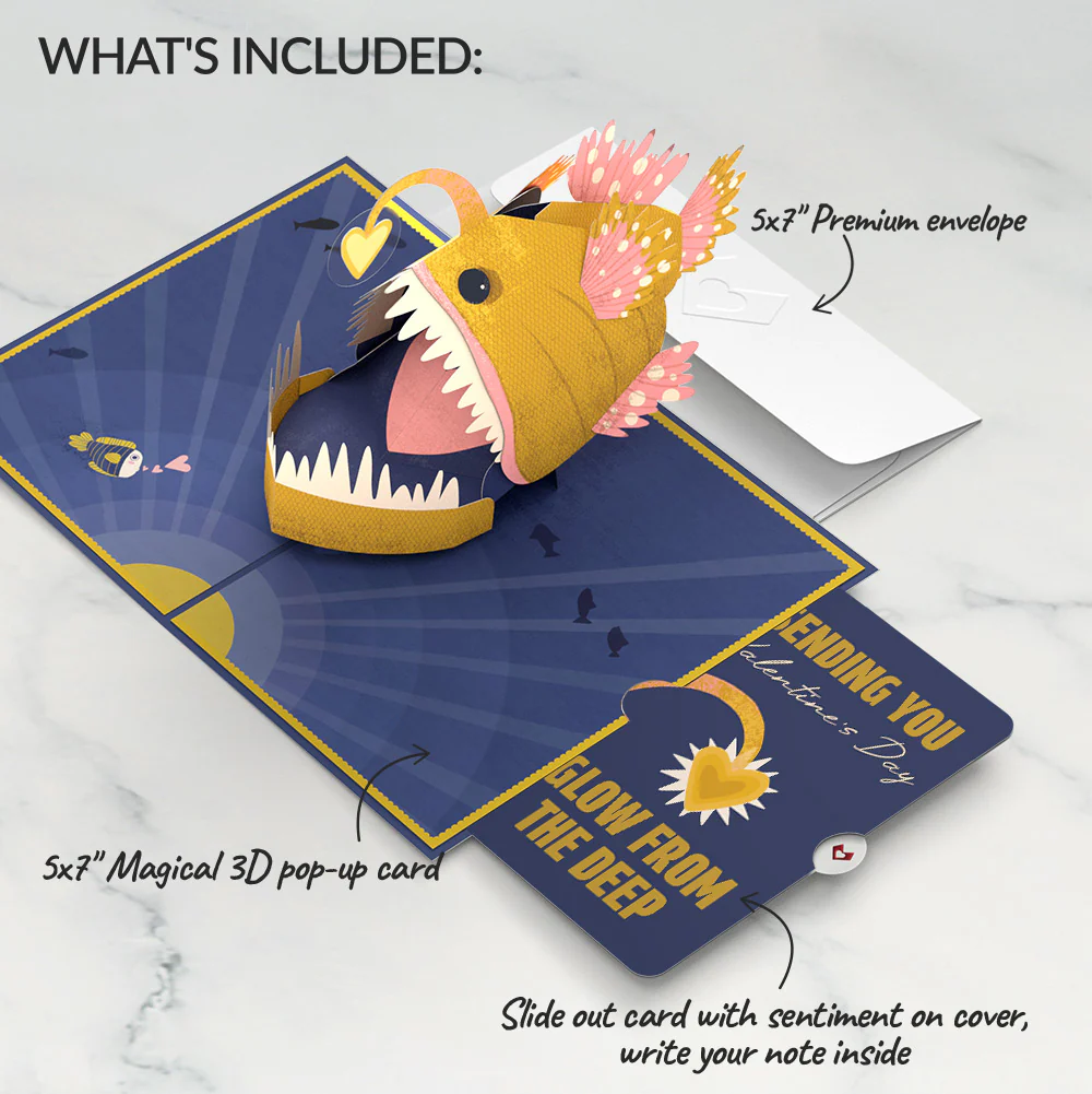 You Are My Sunshine Anglerfish Valentine Pop-Up Card and Sentiment Set - Image 2