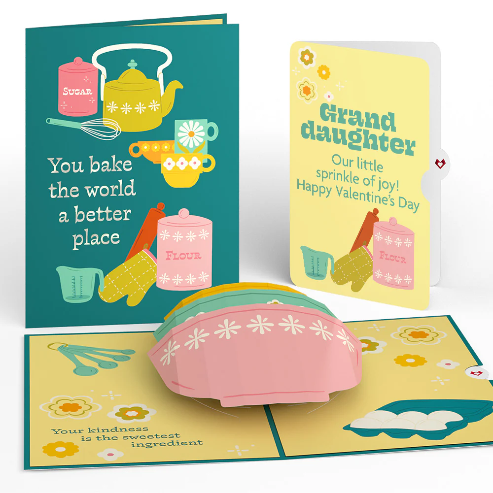 You Bake the World a Better Place Valentine Pop-Up Card and Sentiment Set for Granddaughter