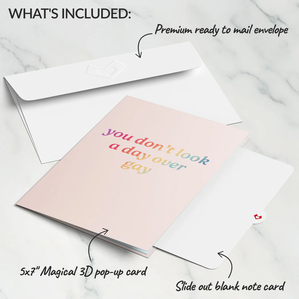 You Don't Look a Day Over Gay Birthday Pop-Up Card - Image 6