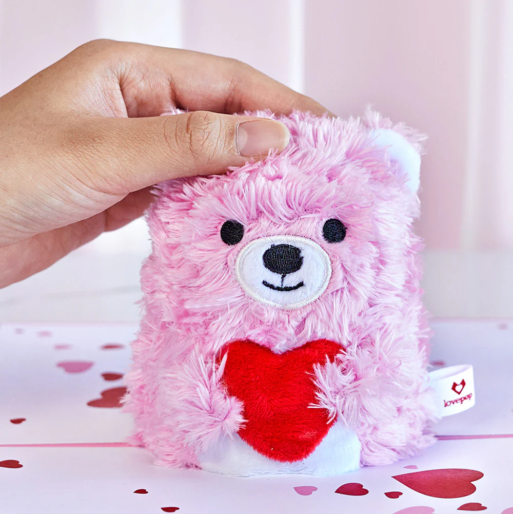 'You Make Me Beary Happy' Valentine Plushpop Card and Sentiment Set for Husband - Image 3