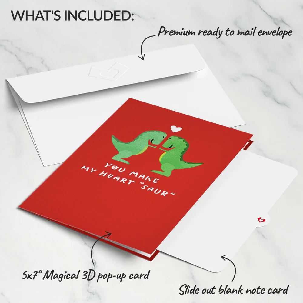 You Make My Heart 'Saur' Pop-Up Card - Image 5